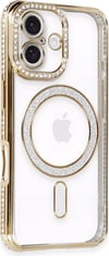 Apple Uyumlu   iPhone 16 Kılıf Joke Simli Magneticsafe Kılıf - Gold Belirtilmemiş