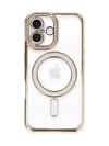 Apple Uyumlu   iPhone 16 Kılıf Joke Simli Magneticsafe Kılıf - Gold Belirtilmemiş