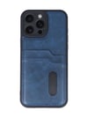 Apple   Uyumlu   iPhone 16 Pro Kılıf Sara Kartvizitli Deri Kılıf - Lacivert Belirtilmemiş