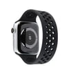 Apple Watch 38mm Uyumlu Ayarlı Delikli Silikon Kordon - Siyah-siyah -