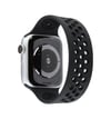 Apple Watch 38mm Uyumlu Ayarlı Delikli Silikon Kordon - Siyah-siyah -