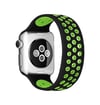 Apple Watch 38mm Uyumlu Ayarlı Delikli Silikon Kordon - Siyah-yeşil -