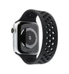 Apple Watch 42mm Uyumlu Ayarlı Delikli Silikon Kordon - Siyah-siyah -