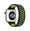 Apple Watch 42mm Uyumlu Ayarlı Delikli Silikon Kordon - Siyah-yeşil -