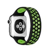 Apple Watch 42mm Uyumlu Ayarlı Delikli Silikon Kordon - Siyah-yeşil -
