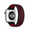 Apple Watch 42mm Uyumlu Ayarlı Delikli Silikon Kordon - Siyah-kırmızı -