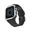 Apple Watch 42mm Uyumlu Kr401 Silikon Kordon - Siyah-gümüş -