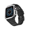Apple Watch 42mm Uyumlu Kr401 Silikon Kordon - Siyah-gümüş -