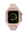 Apple Watch 44mm Uyumlu Metal Petek Kasalı Kordon - Rose Gold -