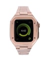 Apple Watch 44mm Uyumlu Metal Petek Kasalı Kordon - Rose Gold -