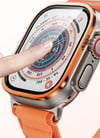 Apple Watch Ultra 49mm Uyumlu Alüminyum Kasa Cam Ekran Koruyucu - Turuncu Diğer
