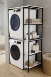 Çamaşır Makinesi Dolabı Yan Raflı Dolap Metal Banyo Organizer Çok Katlı Düzenleyici 264 Siyah Çok Renkli