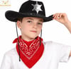 Çocuk Kovboy Şapka Rozetli Siyah & Kırmızı Bandana Seti