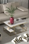 Delux Orta Sehpa Gold Beyaz 90x60 Cm Çok Renkli