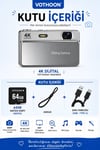 Dijital Kamera 4k Hd 48mp 8x Zoom Flaşlı Kayar Retro Video Kamera 2.4 Ekran 64gb Sd Kart Hediyeli Siyah Çok Renkli