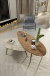 Elips Orta Sehpa Seti Suntalam Ceviz Ekru 116x46 Çok Renkli