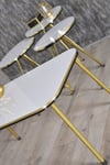 Gold Metal Düz Ayak 4'lü Sehpa Beyaz Çok Renkli