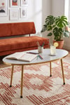 Gold Metal Oval Orta Sehpa Beyaz Çok Renkli