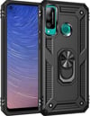 Huawei P40 Lite Uyumlu E Kılıf Sofya Yüzüklü Silikon Kapak - Siyah Belirtilmemiş