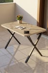Mutfak Masası 110x70 Cm Modern Ahşap Görünümlü Yemek Masası Ofis Bahçe Balkon Cafe Masa 9831 Travert Çok Renkli