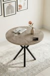 Mutfak Masası 90 Cm Yuvarlak Masa Modern Metal Ayaklı Cafe Balkon Ofis Yemek Masası 9826 Traverten Çok Renkli