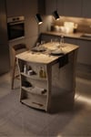 Mutfak Masası Mutfak Adası Ada Masa Bar Masası Kahvaltı Masası Raflı Çok Amaçlı Dolap Modern Masa 120x60 Cm 9835 Traverten Çok Renkli