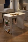 Mutfak Masası Mutfak Adası Ada Masa Bar Masası Kahvaltı Masası Raflı Çok Amaçlı Dolap Modern Masa 120x60 Cm 9837 Beyaz Çok Renkli