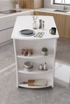 Mutfak Masası Mutfak Adası Ada Masa Bar Masası Kahvaltı Masası Raflı Çok Amaçlı Dolap Modern Masa 120x60 Cm 9837 Beyaz Çok Renkli