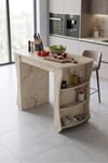 Mutfak Masası Mutfak Adası Ada Masa Bar Masası Kahvaltı Masası Raflı Çok Amaçlı Dolap Modern Masa 120x60 Cm 9835 Traverten Çok Renkli