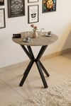 Mutfak Masası Yuvarlak 70 Çap Metal Ayak Yemek Masası Modern Balkon Bahçe Cafe Masa 9821 Traverten Çok Renkli