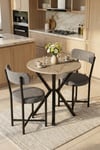 Mutfak Masası Yuvarlak 70 Çap Metal Ayak Yemek Masası Modern Balkon Bahçe Cafe Masa 9821 Traverten Çok Renkli