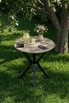 Mutfak Masası Yuvarlak 70 Çap Metal Ayak Yemek Masası Modern Balkon Bahçe Cafe Masa 9821 Traverten Çok Renkli