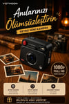 Nostaljik Tasarımı Retro Görünüm Kare Mini Foto Video Kamera 1080p Full Hd 32gb Kart Hediyeli Çok Renkli
