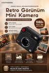 Nostaljik Tasarımı Retro Görünüm Kare Mini Foto Video Kamera 1080p Full Hd 32gb Kart Hediyeli Çok Renkli