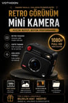 Nostaljik Tasarımı Retro Görünüm Kare Mini Foto Video Kamera 1080p Full Hd 32gb Kart Hediyeli Çok Renkli