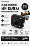 Nostaljik Tasarımı Retro Görünüm Kare Mini Foto Video Kamera 1080p Full Hd 32gb Kart Hediyeli Çok Renkli