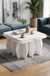 Orta Sehpa Ve Zigon Sehpa 5'li Set Modern Çok Amaçlı Salon Oturma Odası Yan Sehpa 9247 Beyaz Çok Renkli