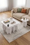 Orta Sehpa Ve Zigon Sehpa 5'li Set Modern Çok Amaçlı Salon Oturma Odası Yan Sehpa 9247 Beyaz Çok Renkli
