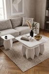 Orta Sehpa Ve Zigon Sehpa 5'li Set Modern Çok Amaçlı Salon Oturma Odası Yan Sehpa 9247 Beyaz Çok Renkli
