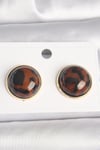 Pirinç Gold Renk 3d Daire Leopar Model Kadın Küpe Diğer