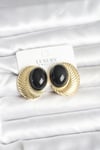 Pirinç Gold Renk Siyah Boncuklu Oval Vintage Kadın Küpe Diğer