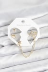 Pirinç Gold Renk Uzay Model Zincir Bağlantılı Ear Cuff Küpe Seti Diğer
