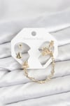 Pirinç Gold Renk Yıldızlı Model Zincir Bağlantılı Ear Cuff Küpe Seti Diğer