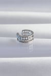 Pirinç Gümüş Renk İncili Baget Taşlı Earcuff Küpe Diğer