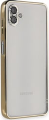 Samsung Galaxy A04 Uyumlu Kılıf Lensli Silikon - Gold Belirtilmemiş