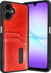 Samsung Galaxy A07 4g Uyumlu Sara Kartvizitli Deri Kılıf - Kırmızı Belirtilmemiş