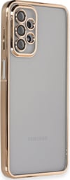 Samsung Galaxy A23 4g Uyumlu Kılıf Lensli Silikon - Gold Belirtilmemiş