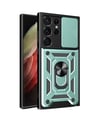 Samsung Galaxy S23 Ultra Uyumlu Kılıf Pars Lens Yüzüklü Silikon - Yeşil Belirtilmemiş
