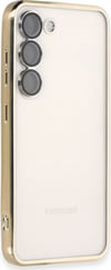 Samsung Galaxy S23 Uyumlu Kılıf Lensli Silikon - Gold Belirtilmemiş
