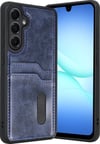 Samsung Galaxy Uyumlu   A57 5g Sara Kartvizitli Deri Kılıf - Lacivert Belirtilmemiş